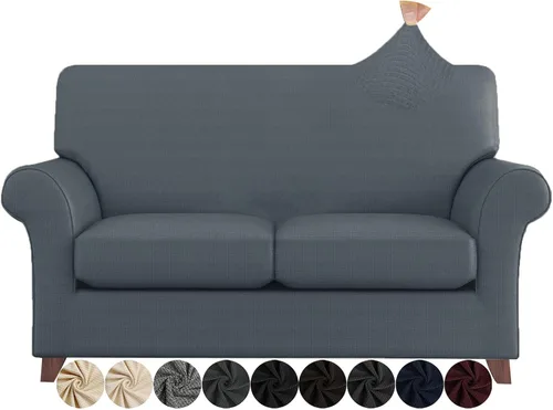 Vista 69 de ZNSAYOTX 2 fundas para sillas con brazos para sala de estar, súper suave, con funda de cojín de asiento, gruesa, duradera, mezcla de elastano, alta