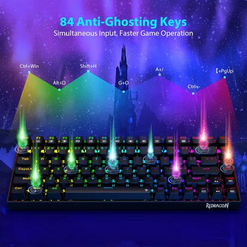 Vista 9 de Redragon Teclado mecánico para juegos teclado mecánico de intercambio en caliente con interruptores rojos editor macro totalmente programable