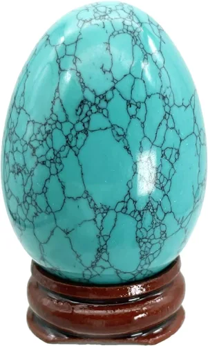 Vista 16 de Fekuar Figura de huevo de piedra, cristal curativo pulido, escultura de esfera de huevos de Pascua con soporte de madera, piedra de ojo de tigre