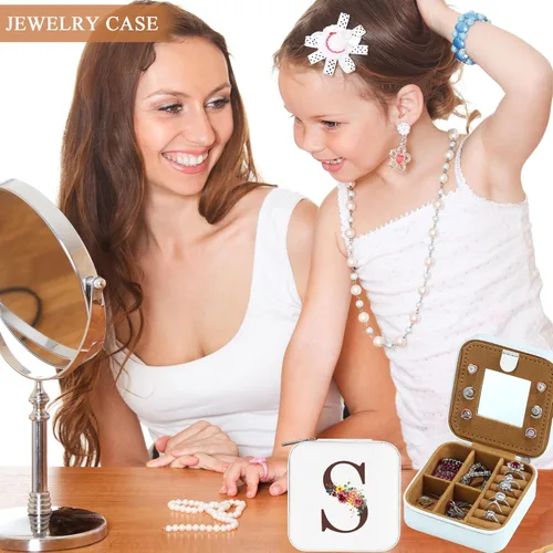 Vista 5 de Parima Joyero de viaje para joyas Esenciales de viaje, pequeño organizador de joyas con iniciales, cajas de joyería, regalos personalizados