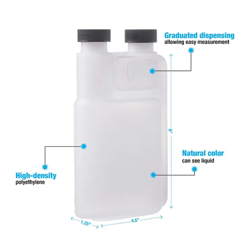 Vista 2 de Consolidated Plastics 41392 Despachador graduado HDPE con tapas, 8 oz., natural, 12