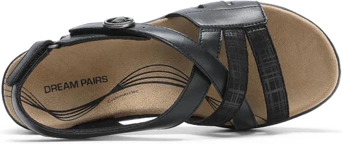 Vista 4 de DREAM PAIRS Sandalias de cuña cómodas con soporte de arco para mujer, puntera abierta, zapatos para caminar de verano