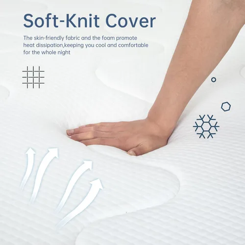 Vista 3 de BLKMTY Colchón de tamaño matrimonial de 12 pulgadas con resortes interiores de espuma viscoelástica de gel de carbón de bambú en una caja, colchón
