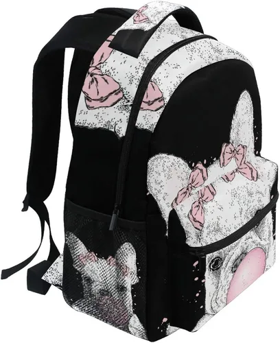 Vista 2 de Mochila escolar linda Bulldog Francés Adolescentes Niñas Niños Bolsa de viaje