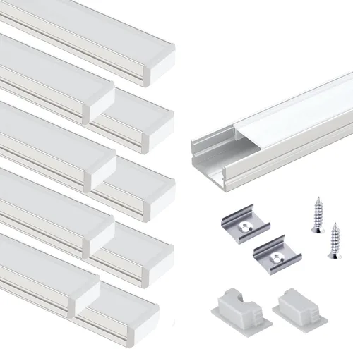 Vista 18 de VST Paquete de 6 canales LED de 1 pie, canal difusor LED en forma de U, sistema de canales de aluminio LED con cubierta lechosa, tapas de extremo