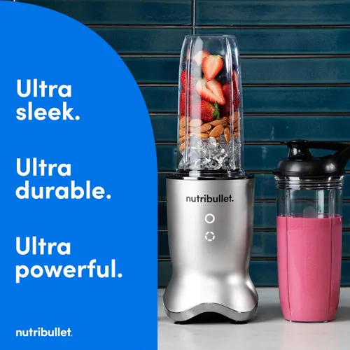 Vista 2 de nutribullet Batidora Ultra Personal, versión Deluxe, NB80500, 32 oz, Gris Plateado