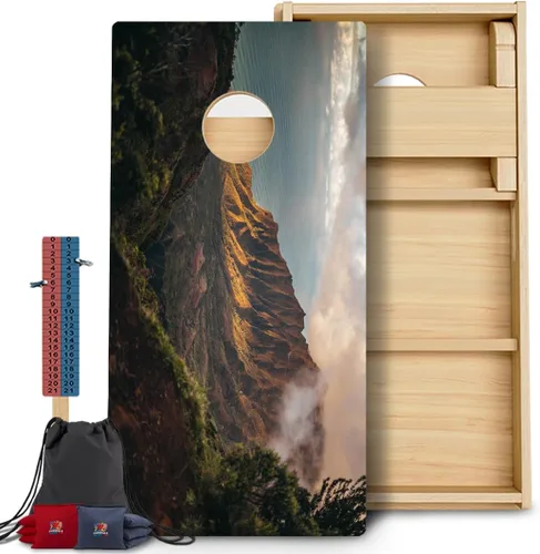 Vista 16 de CornholeGamesUSA Pro - Juego de tablas de Cornhole Fabricado en Estados Unidos Abedul báltico 3/4 Sin rebote Patas triples gruesas Dos 132
