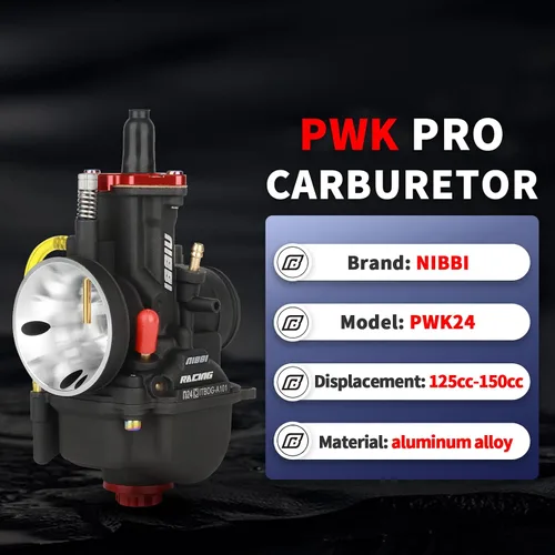 Vista 3 de Carburador NIBBI PWK de 24 mm para motocicleta, carburador de potencia de 125 cc-150 cc con chorros de carburador, compatible con motor GY6 Dirt
