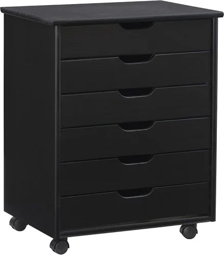 Vista 32 de Corinne - Carrito de almacenamiento con ruedas de seis cajones, color negro Linon