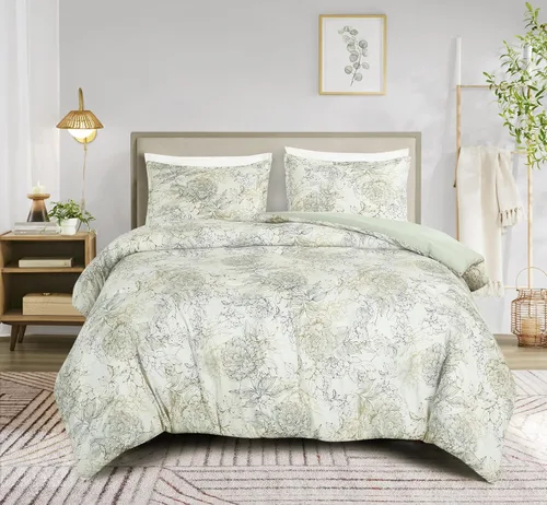 Vista 12 de Chezmoi Collection Azura Juego de Edredón Floral de 2 Piezas Tamaño Individual - Juego de Ropa de Cama de Microfibra Estampada Ligera Multicolor