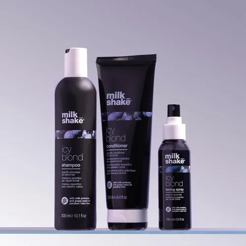 Vista 9 de Acondicionador milk_shake icy blond acondicionador tonificante galardonado con pigmento negro para neutralizar el amarillo y el latón en cabello
