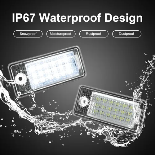 Vista 7 de litzland Luces LED para matrícula, compatibles con Audi A3 S3 A4 S4 A6 S6 A8 S8 Q7 RS4 lente transparente, lámpara LED para matrícula, paquete de 2