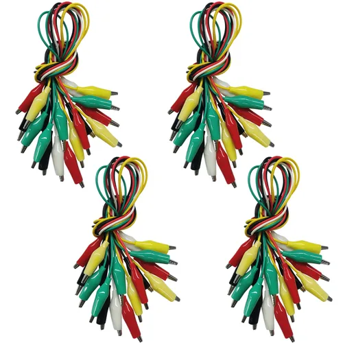 Vista 7 de 10 clips eléctricos de cocodrilo de alta calidad, 5 cables de prueba de colores con sondas de prueba, cables de puente de cocodrilo con clips