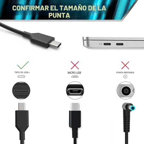 Vista 2 de SLE-TECH Universal Chromebook Charger USB C 65W for HP Dell Lenovo Acer Compatible con HP x360 14c, Dell 3100 3110 3120, Lenovo 100e 300e 500e, Acer