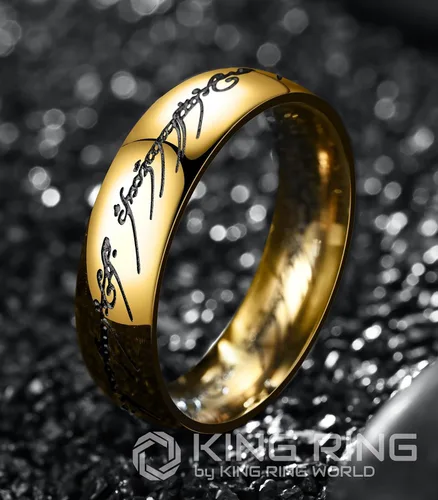 Vista 2 de King Ring Anillo de El Señor de los Anillos de 0.236 in - Grabado Un Anillo Para Gobernarlos Todos para Hombres y Mujeres - Anillo Lotr de Acero