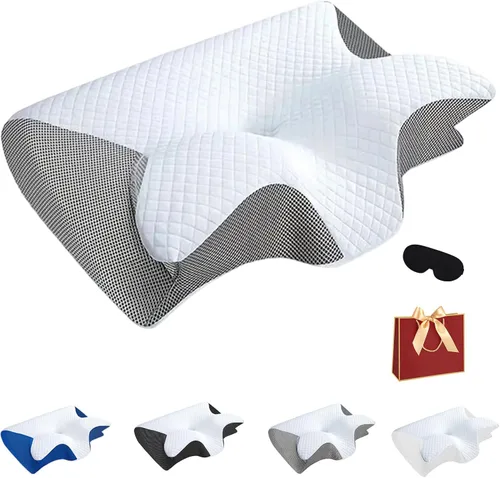 Vista 9 de Almohada de alivio de alta calidad, almohada ergonómica 2 en 1 con funda, almohadas ergonómicas de espuma viscoelástica para alivio del cuello