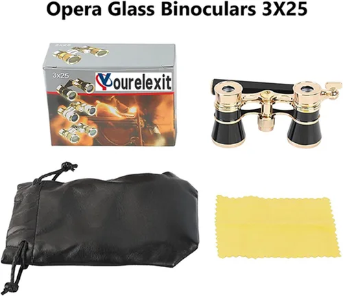 Vista 9 de BK9 - Lentes de ópera, 3 x 25 pulgadas, lente óptica BK9, mini lentes compactos, plegables, vintage, con mango ajustable, para conciertos, cine