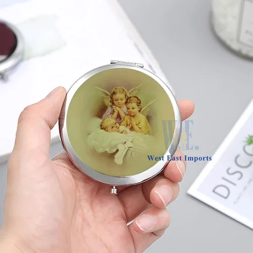 Vista 2 de 12 piezas de espejo compacto para bautizo, recuerdos de bautizo, regalo para invitados