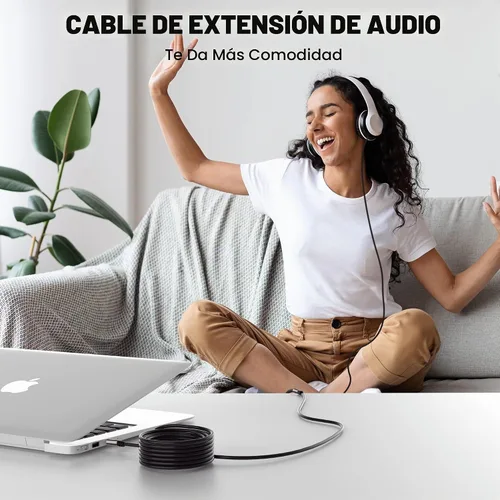 Vista 5 de Cable de extensión de 3.5 mm 1.2 m (paquete de 2), cable de audio auxiliar estéreo de macho a hembra, cable de extensión de auriculares, sonido