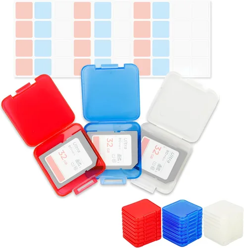 Vista 11 de Funda para tarjetas SD de 36 ranuras con 36 fundas individuales de plástico transparente para 36 tarjetas SD SDXC SDHC, resistente al agua