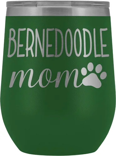 Vista 14 de Bernedoodle Mom Wine Tumbler, Personalized Doodle Dog Mom Wine Tumbler With Lid, Dog Mom Stainless Steel Wine Glasses Insulated Wine Tumbler (Black)