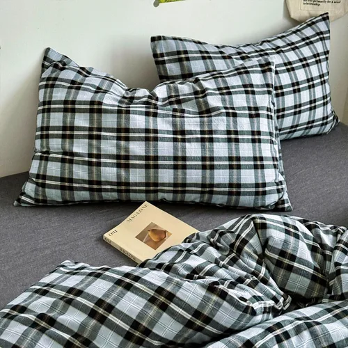 Vista 337 de mixinni Juego de funda de edredón vintage a rayas, tamaño twin, juego de ropa de cama de 3 piezas, 100% algodón lavado, suave y transpirable, funda