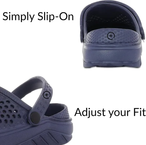 Vista 5 de Zuecos ventilados para adultos con correa de talón ajustable, fáciles de limpiar, acolchados, zapatos casuales de EVA para uso diario o zapatos