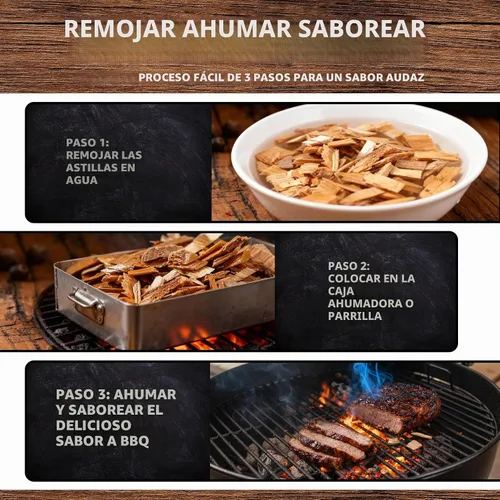 Vista 6 de Mr Bar-B-Q Chips de Madera de Cerezo para Ahumar, Virutas de Madera 100% Natural para Ahumadores, Funciona con Ahumador, Gas, Parrilla Eléctrica