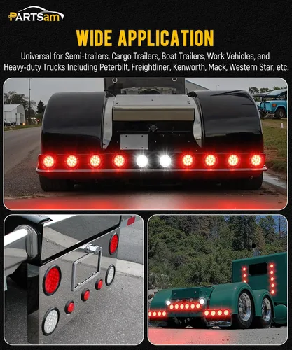 Vista 6 de Partsam Juego de 6 luces traseras LED redondas de 4 pulgadas para remolque, luces antiniebla de marcha atrás, 12 luces LED que incluyen luces