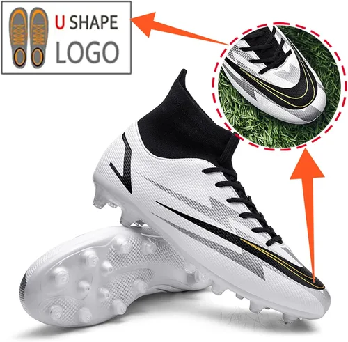 Vista 2 de Beyondjuff Zapatos de fútbol para hombre, tacos de fútbol al aire libre, zapatos de césped juvenil, botas de fútbol para entrenamiento de suelo
