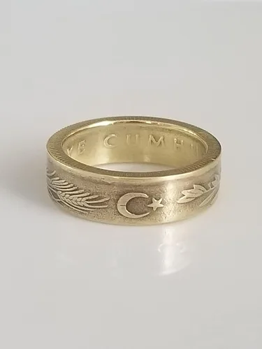 Vista 2 de Turkey Coin Ring Turkey 500 Lira Ring Handmade Ring Travel Gift Unique Gift