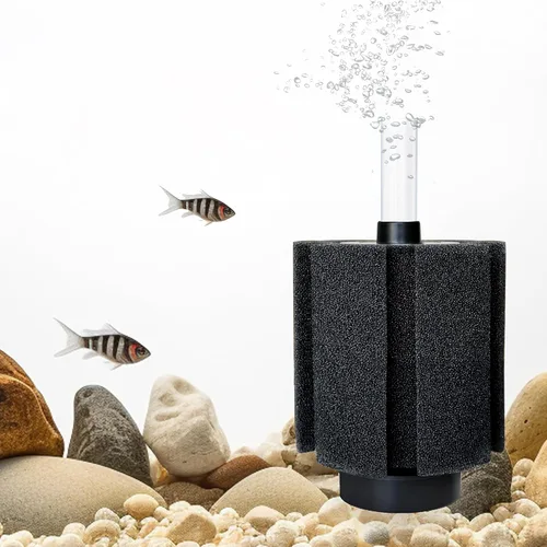 Vista 6 de Filtro de esponja grande para acuario de 80 a 90 galones con piedra de aire y medios de cerámica bio, filtro de esponja silencioso para alevines
