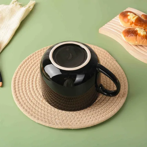 Vista 7 de 50oz gran taza de sopa de cerámica con asas para café, té, helado, cereal (negro)