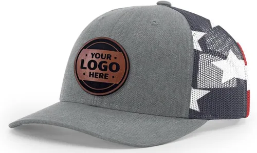 Vista 30 de Sombrero de parche de cuero de camionero personalizado grabado con láser