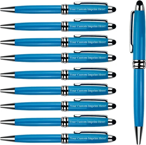 Vista 16 de Ancolo Bolígrafos personalizados con lápiz digital - Cuerpo metálico grabado con su mensaje, nombre/número de teléfono, tinta negra. Ideal