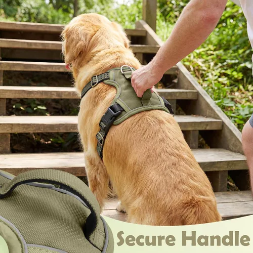 Vista 4 de Funfox Arnés para perro sin tirones, arnés de chaleco ajustable para mascotas, material súper suave con mango vertical, fácil control, paseo