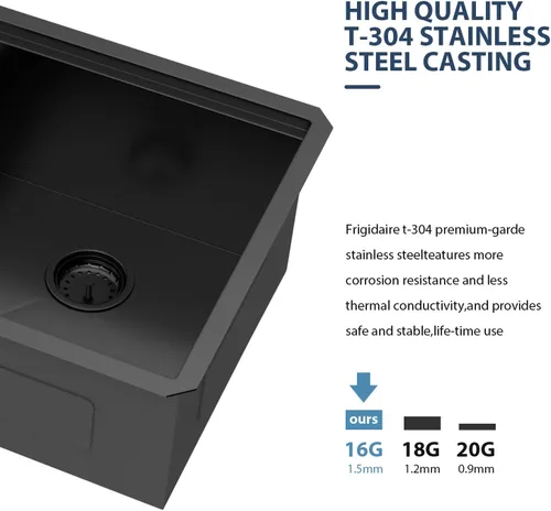 Vista 4 de Lordear 33 Inch Matte Black Double Bowl Kitchen Sinks