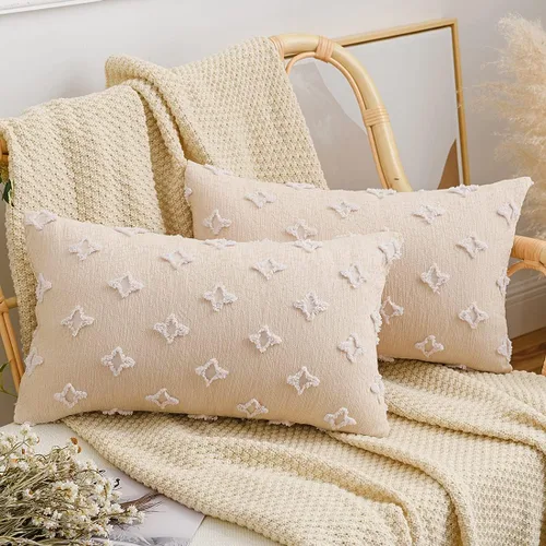 Vista 13 de vctops Juego de 2 fundas de cojín decorativas de algodón estilo bohemio copetudo, súper suaves y cómodas para sofá, cama, automóvil