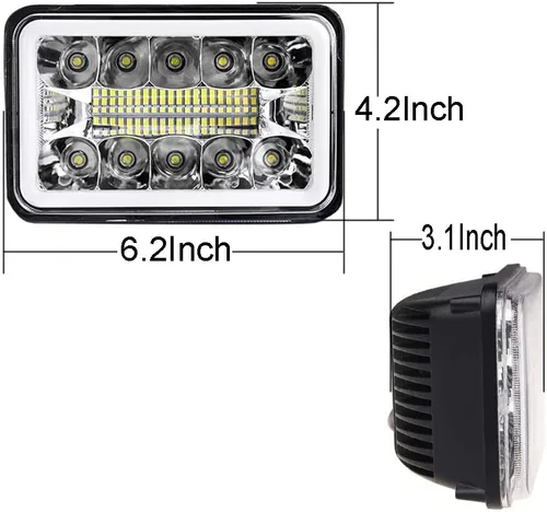 Vista 3 de 4 piezas de faros LED de 4 x 6 pulgadas compatibles con Chevrolet Chevy C4500 C5500 Kodiak, luz DRL de haz sellado rectangular, señal de giro.
