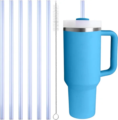 Vista 20 de Pajitas de repuesto compatibles con vaso Stanley Quencher de 20 onzas, popotes reutilizables de 8.5 pulgadas, accesorios para vasos de bebida