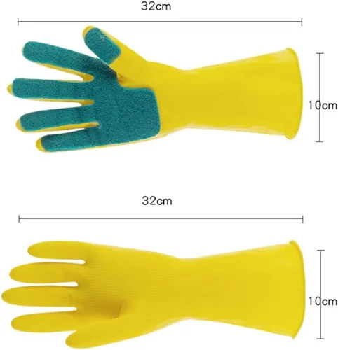 Vista 4 de ULTECHNOVO 1 par de guantes para limpiar guantes de látex guantes de limpieza para el hogar Guantelete Ar Handguard fregado almohadilla