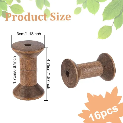 Vista 2 de BENECREAT 16 carretes de hilo vacíos antiguos, carretes vacíos de madera de 1.87 pulgadas / 1.969 in, bobinas de cinta de madera para tejer alambre