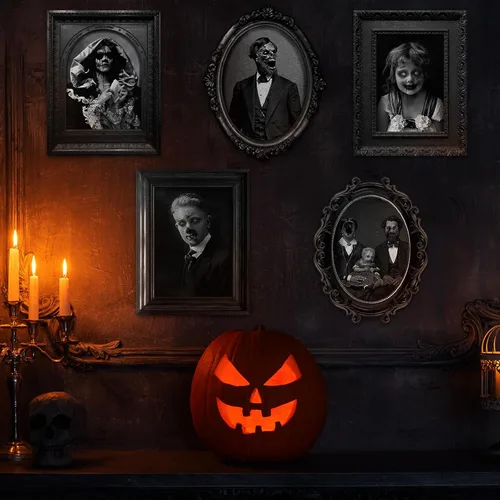 Vista 4 de 20 piezas de imágenes en movimiento de Halloween en 3D de cara cambiante, retrato de mansión gótica, fotos de terror en movimiento, retratos