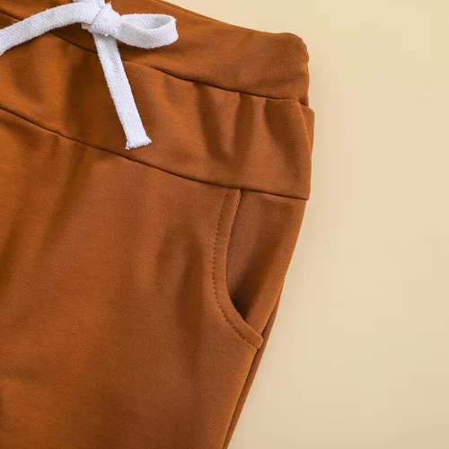 Vista 4 de Conjunto de 2 piezas de sudadera de calabaza de manga larga para bebé niño y niña, ropa de otoño e invierno