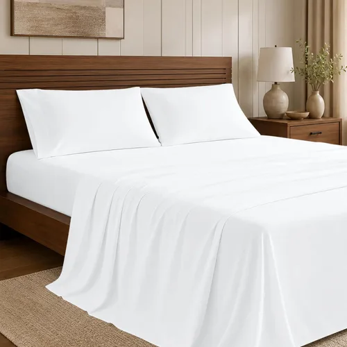 Vista 13 de ROYALE LINENS Juego de sábanas Cal King de 4 piezas, ropa de cama de microfibra suave cepillada de 1800 hilos, 1 sábana bajera, 1 sábana encimera, 2