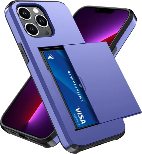 Vista 20 de Qinmay Funda compatible con iPhone 13 con tarjetero, doble capa a prueba de golpes, funda protectora resistente con ranura oculta delgada