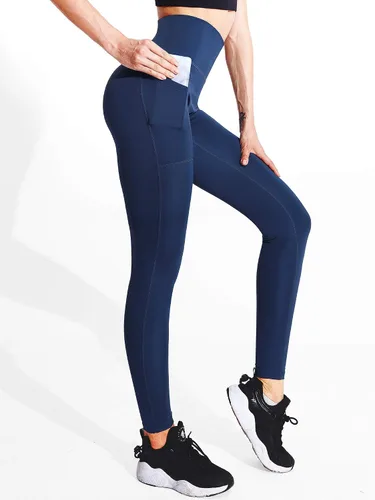 Vista 2 de Neleus calzas de yoga para mujer con bolsillo y cintura alta, para correr, con control de barriga