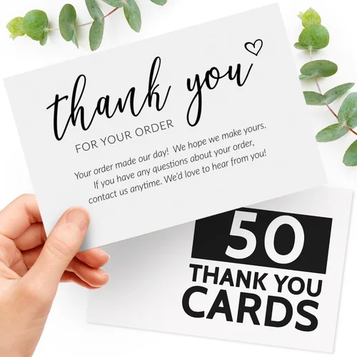 Vista 6 de 50 tarjetas de agradecimiento grandes de 4 x 6 in – Tarjetas postales Kraft a granel de compra para apoyar las compras de clientes de pequeñas