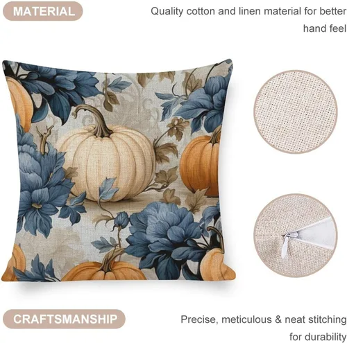 Vista 4 de Fundas de almohada decorativas con diseño de calabaza blanca en acuarela para sofá, muebles de patio, decoración del hogar, 16 x 16 pulgadas