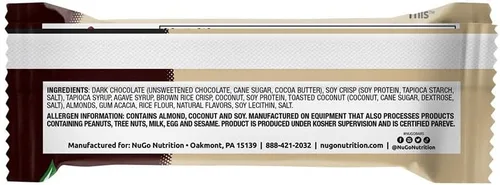 Vista 2 de Nugo Barra de chocolate de coco oscuro 1.76oz (paquete de 12)